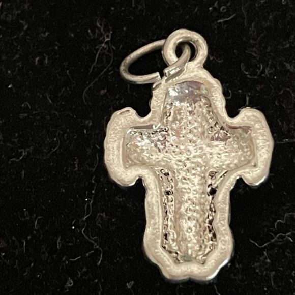 0.75” silver tone St. Olga cross charm pendant with jump loop - Picture 3 of 5